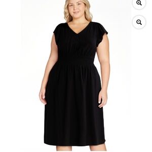 Time and Tru Women’s Black Smocked Waist Pocket Midi Dress Size XL NWT